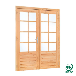 Douglas dubbele glas deur dubbelglas 8-ruits B2050xH2150mm buitenmaat, linksdraaiend (rvs beslagset)