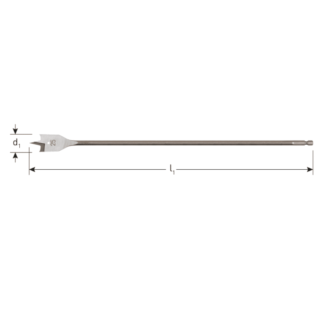 Speedboor, lang, 1/4'' bit-aansluiting