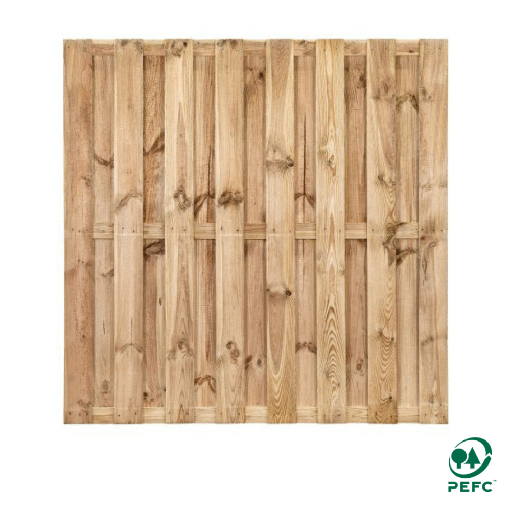 Scherm Geïmpregneerd 15-Planks 3 Lat 180 x 180 cm (15mm) Geschaafd