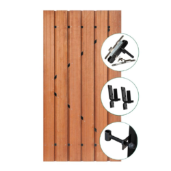 Tuindeur Privacy hardhout 100 x 195 cm met zwart frame en RVS inbouwslotset