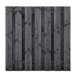 Tuinscherm Wolfsburg, zwart geïmpregneerd douglas, RVS-geschroefd, 15-planks (13+2) 180 x 180 cm