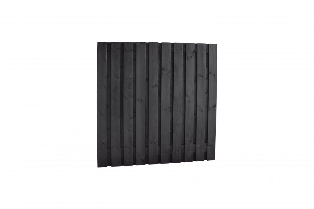 Naaldhout geschaafd plankenscherm 21-planks 15 mm, 180 x 180 cm, recht, geïmpregneerd en zwart gedompeld