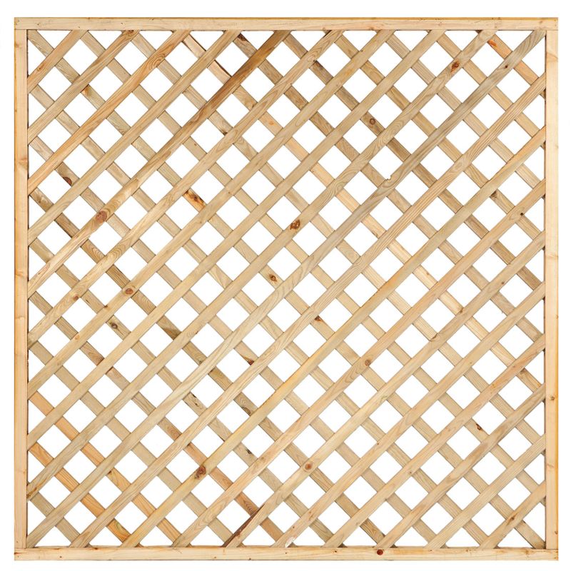 Trellis met lijst, diagonale lamellen grenen groen geïmpregneerd 1,3 x 4,0 cm 180 x 180 cm