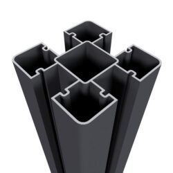 Aluminium sleufpaal 8 x 8 x 190 cm, zwart