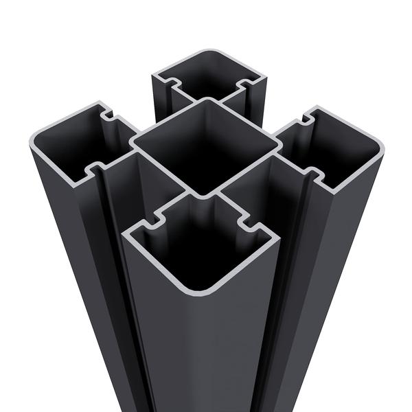 Aluminium sleufpaal 8 x 8 x 190 cm, zwart