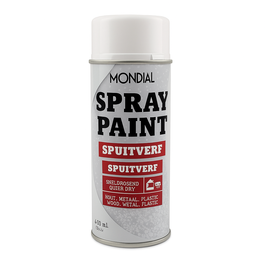 Mondial Spray Paint Ral 9010 Hoogglans Wit 400 ml