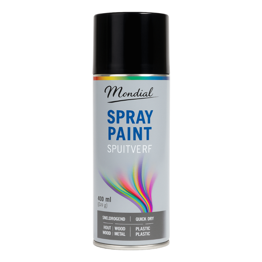 Mondial Spray Paint Ral 9005 Hoogglans Zwart 400 ml
