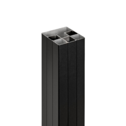 PuraFence aluminium paal incl. paalkap en paalhouder 7,5 x 7,5 x 192 cm, zwart