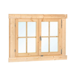 Uitzetraam Dubbel draai-/kiepraam blank hout 4-ruits Deluxe