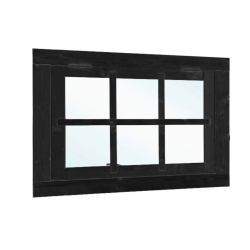 Vuren uitzetraam 6-ruits zwart gespoten 90 x 70 cm buitenmaat